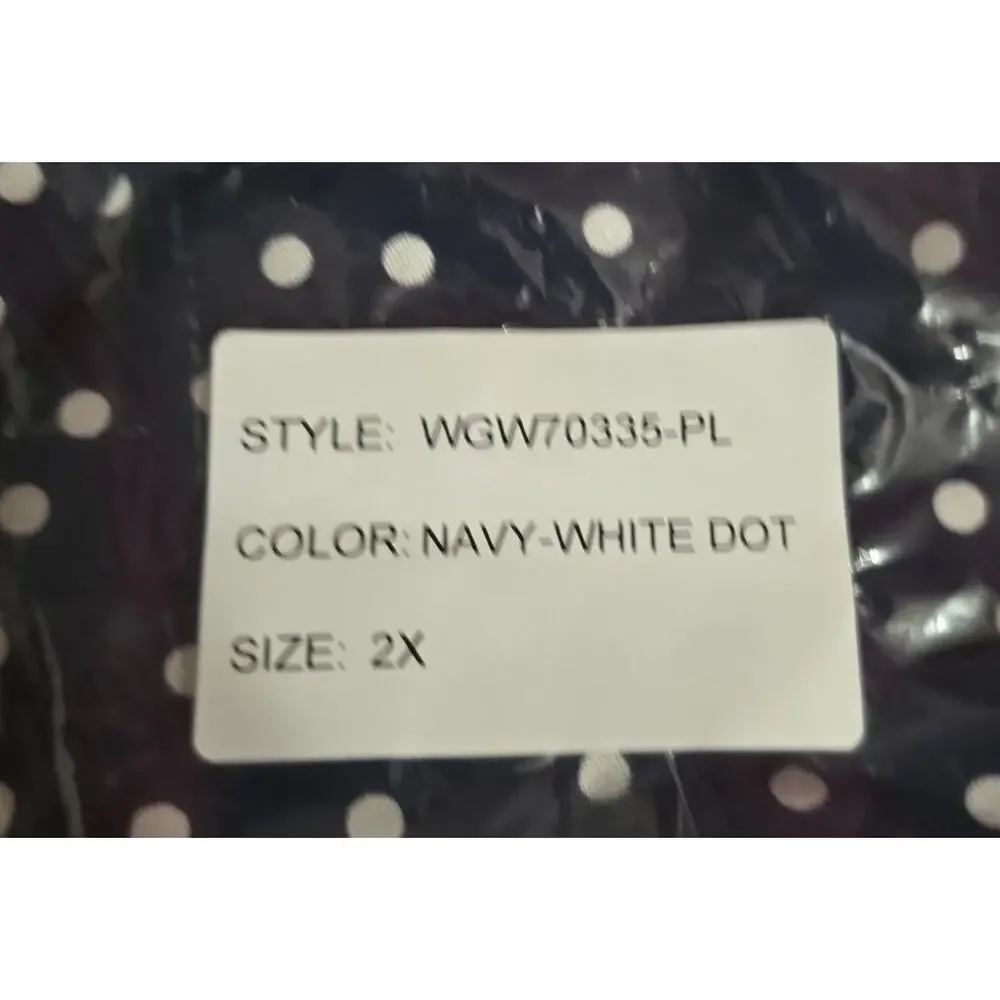 NWT 41 Hawthorn Navy Blue & White Polka Dot Dress 2X - Picture 8 of 9